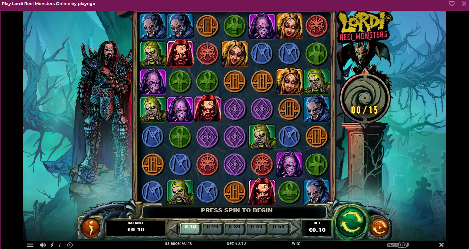 Lordi Reel Monsters slot gameplay image featuring characteristic reels
