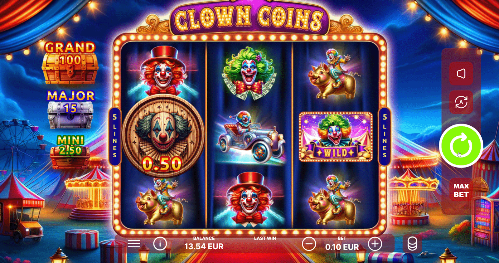 Clown Coins Slot Game Screenshot